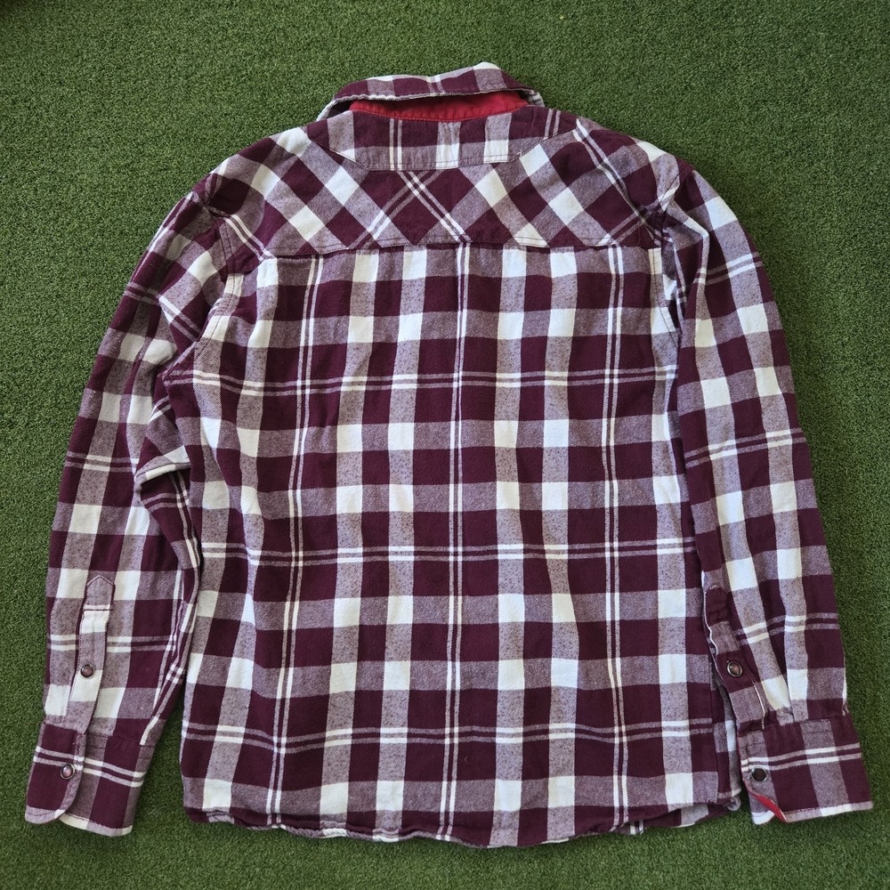 Franky Max Burgundy/white Button Down Flannel Size M - Picture 2 of 9